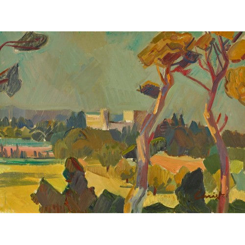 MARTIN ALFRED CHRIST : S�dliche Landschaft mit Burg (DOBIASCHOFSKY AUKTIONEN AG)