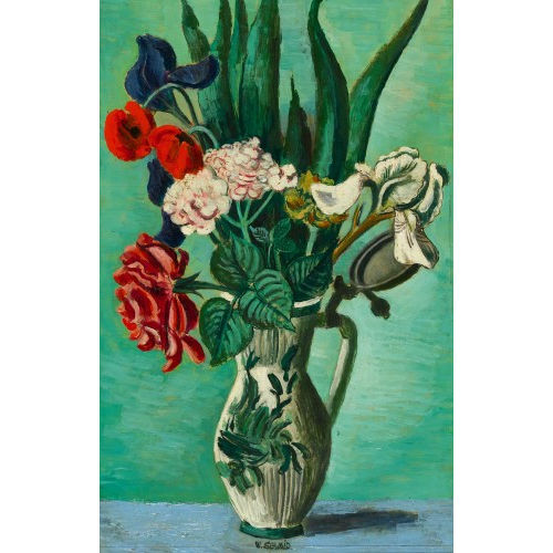 WILHELM SCHMID : Blumenstrauss mit Mohn und weissen Schwertlilien (DOBIASCHOFSKY AUKTIONEN AG)