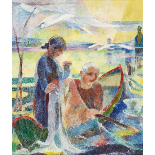 JOHANNES DIEM : Ruderboot mit Fischerpaar (DOBIASCHOFSKY AUKTIONEN AG)