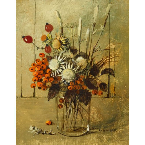 REN�E YOLANDA HAUSER : 'Petit bouquet aux baies rouges et chardons' (DOBIASCHOFSKY AUKTIONEN AG)