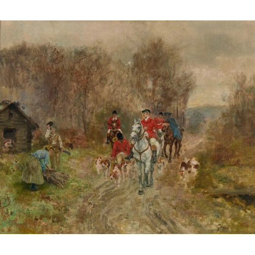 FRAN�OIS ADOLPHE GRISON : Reiter mit Hunden vor der Treibjagd (DOBIASCHOFSKY AUKTIONEN AG)
