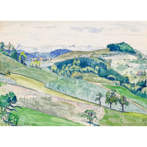 BRUNO HESSE : Sommerliche Landschaft mit Stockhornkette (DOBIASCHOFSKY AUKTIONEN AG)