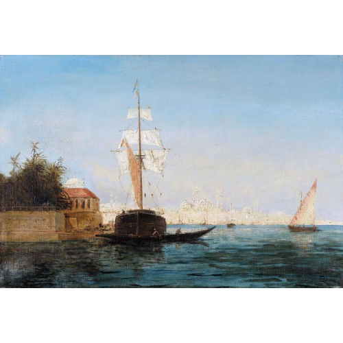 FLIX FRANOIS GEORGES PHILIBERT ZIEM : Partie am Bosporus mit Blick auf Konstantinopel (DOBIASCHOFSKY AUKTIONEN AG)