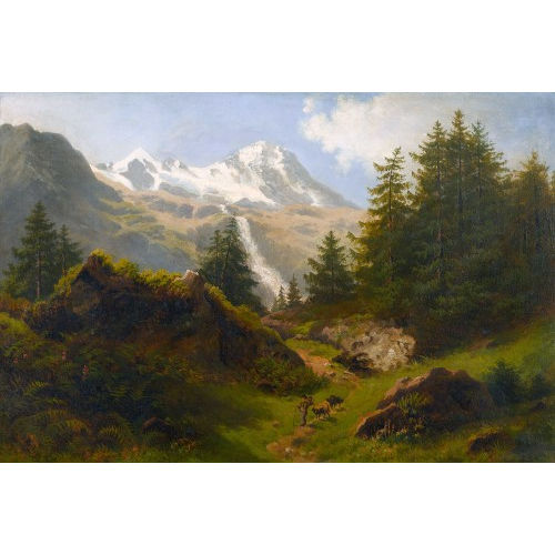 RUDOLF SNELL : Gebirgslandschaft mit Hirte und Schafen (DOBIASCHOFSKY AUKTIONEN AG)