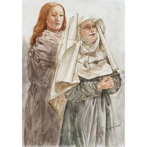 PAUL BODMER : Betende Nonne mit junger Frau (DOBIASCHOFSKY AUKTIONEN AG)