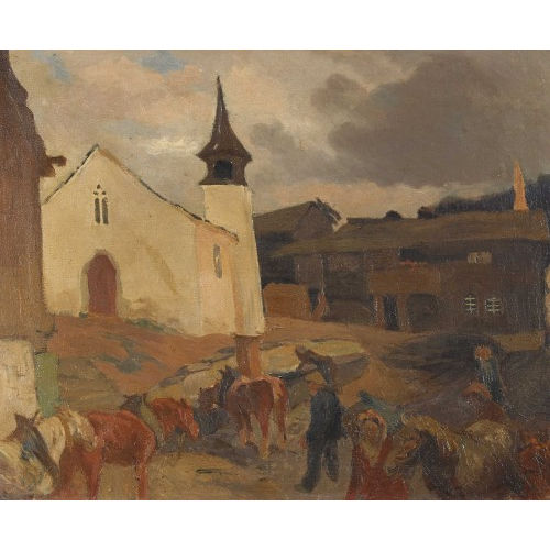 LOUIS DUNKI : 'Village dans le Haut-Valais' (DOBIASCHOFSKY AUKTIONEN AG)