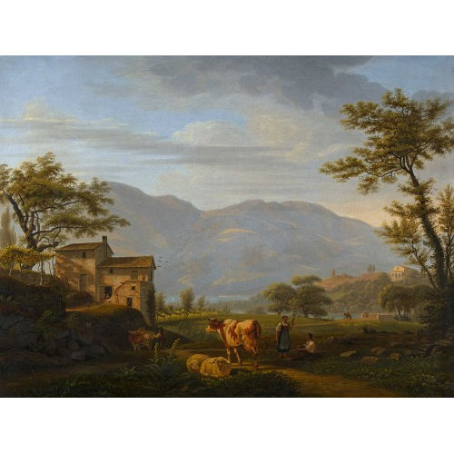 SAMUEL BIRMANN : Sommerliche Seelandschaft mit Hirten und Vieh (DOBIASCHOFSKY AUKTIONEN AG)