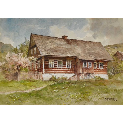EDWARD HARRISON COMPTON : Bauernhaus im Fr�hling (DOBIASCHOFSKY AUKTIONEN AG)