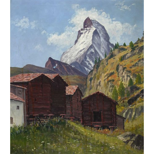 ALBERT DUPLAIN : Stadel vor dem Matterhorn (DOBIASCHOFSKY AUKTIONEN AG)