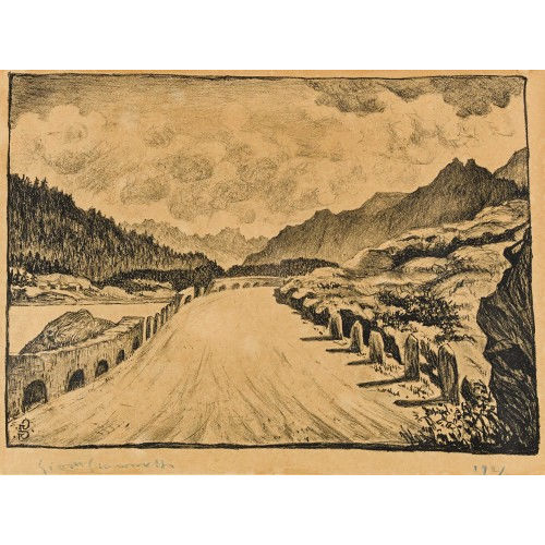 GIOVANNI GIACOMETTI : 'Strasse nach Maloja entlang dem Silsersee' (DOBIASCHOFSKY AUKTIONEN AG)