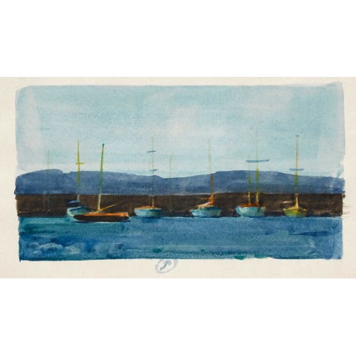 G�RARD DE PAL�ZIEUX : Uferpartie am Genfersee mit Segelbooten (DOBIASCHOFSKY AUKTIONEN AG)