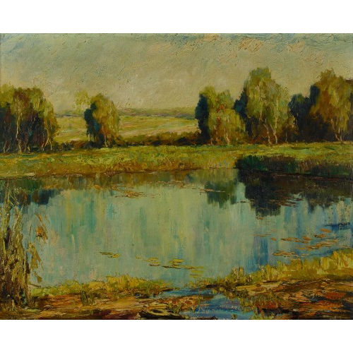 OTTO EDUARD PIPPEL : Sommerliche Landschaft mit Weiher (DOBIASCHOFSKY AUKTIONEN AG)