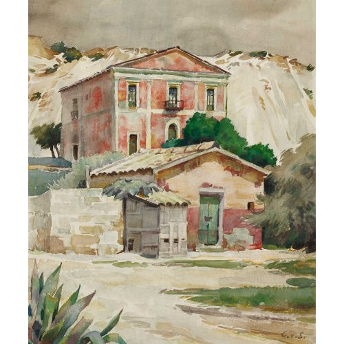 CARL ALBERT VON SALIS-SOGLIO : Rotes Haus in den D�nen (Dalmatien) (DOBIASCHOFSKY AUKTIONEN AG)