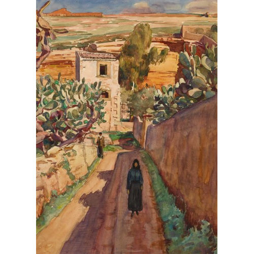 CARL ALBERT VON SALIS-SOGLIO : Schwarz gekleidete Frau (Sizilien) (DOBIASCHOFSKY AUKTIONEN AG)