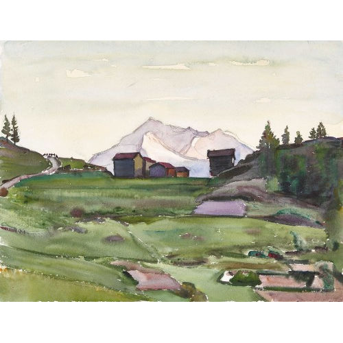 CARL ALBERT VON SALIS-SOGLIO : Alpweide mit Berghtten (DOBIASCHOFSKY AUKTIONEN AG)
