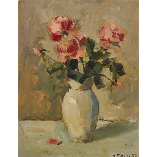 ANGELO GIORGETTI : Rosen in weisser Vase (DOBIASCHOFSKY AUKTIONEN AG)