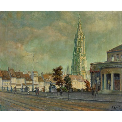 ERNST STAUB : Berner Kirchenfeldbr�cke mit Kunsthalle und Berner M�nster (DOBIASCHOFSKY AUKTIONEN AG)