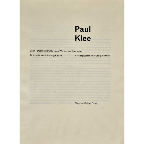 PAUL KLEE : Georg Schmidt (Hrsg.): 'Paul Klee. Zehn Farblichtdrucke nach Werken der Sammlung Richard Doetsch-Benziger, Basel' (DOBIASCHOFSKY AUKTIONEN AG)