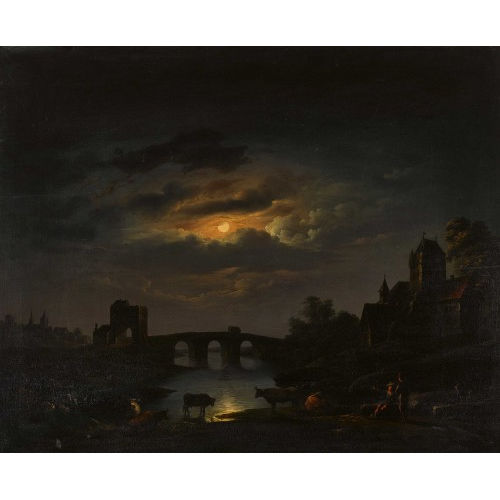 CHRISTIAN WILHELM ERNST (GEN. DIETRICY) DIETRICH : Mondbeschienene Landschaft mit Steinbrcke (DOBIASCHOFSKY AUKTIONEN AG)
