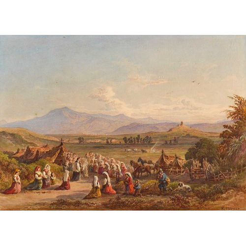FRIEDRICH HORNER : Italienische Landschaft mit Andachtsszene (DOBIASCHOFSKY AUKTIONEN AG)