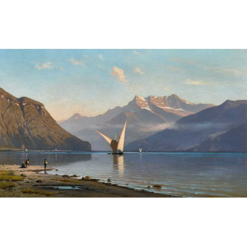 AUGUSTE LOUIS VEILLON : 'Le Lac L�man contre les Dents du Midi' (DOBIASCHOFSKY AUKTIONEN AG)