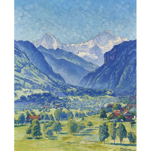 PAUL SCH�RCH : Sommerliches Tal mit M�nch und Jungfrau (DOBIASCHOFSKY AUKTIONEN AG)