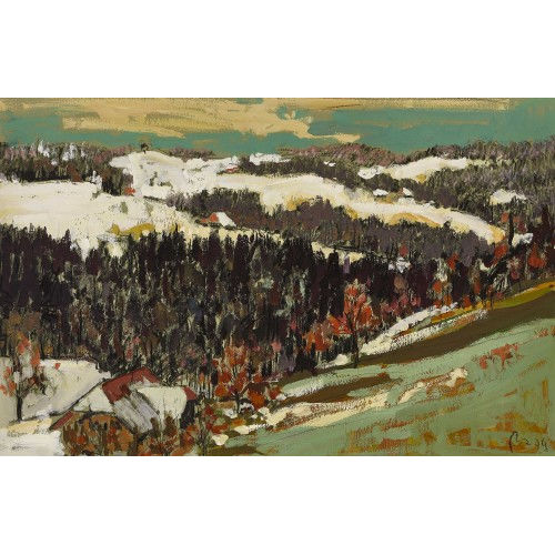 FRED BAUMANN : Schneeschmelze in h�geliger Landschaft (DOBIASCHOFSKY AUKTIONEN AG)