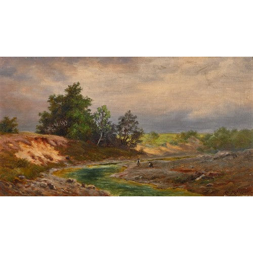 ADOLF METHFESSEL : Bachlandschaft mit Staffage (DOBIASCHOFSKY AUKTIONEN AG)