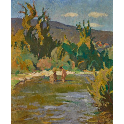 ARTHUR MORARD : Sommerlandschaft mit Badenden (DOBIASCHOFSKY AUKTIONEN AG)