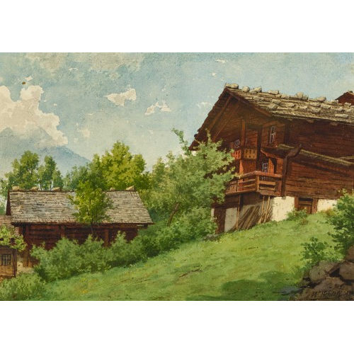 WILHELM BERNHARD BENTELI : Sonnige Landschaft mit Bauernh�usern (DOBIASCHOFSKY AUKTIONEN AG)