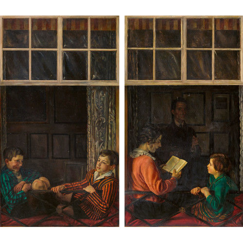 JOS� MANUEL SANZ Y ARIZMENDI : 'Am Fenster'/'Familienbildnis'. Gegenst�cke (DOBIASCHOFSKY AUKTIONEN AG)