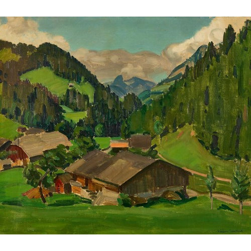 ERNEST HIRAM BR�LHART : Sommerliche Landschaft im Freiburgischen (DOBIASCHOFSKY AUKTIONEN AG)