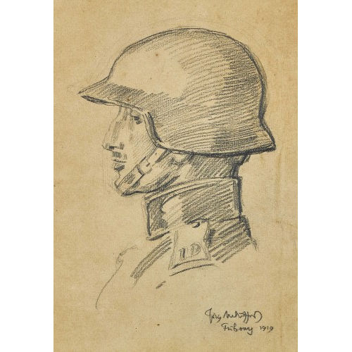 JOZEF MEHOFFER : Soldat mit Helm im Profil (DOBIASCHOFSKY AUKTIONEN AG)