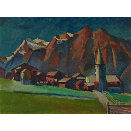 CHARLES HINDENLANG : Bergdorf mit Kirche (DOBIASCHOFSKY AUKTIONEN AG)