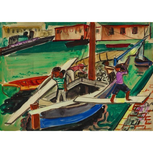 CHARLES HINDENLANG : 'Am Hafen von Palermo' (DOBIASCHOFSKY AUKTIONEN AG)