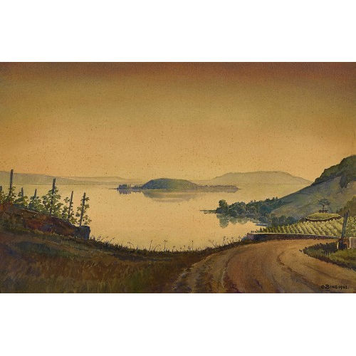 OSKAR BINZ : Bielersee mit St. Petersinsel (DOBIASCHOFSKY AUKTIONEN AG)