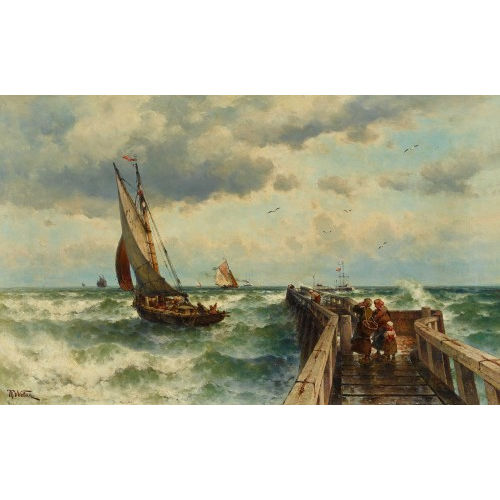 TH�ODORE ALEXANDER WEBER : Sturmwetter an der Mole (DOBIASCHOFSKY AUKTIONEN AG)