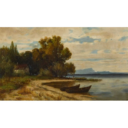 ADOLF (EIGTL. JOHANN ADOLF) ST�BLI : Uferpartie mit Booten (DOBIASCHOFSKY AUKTIONEN AG)
