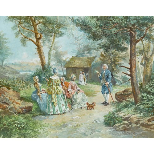 FRAN�OIS ADOLPHE GRISON : 'Jean Jacques Rousseau donnant une le�on de botannique � Ermenonville' (DOBIASCHOFSKY AUKTIONEN AG)