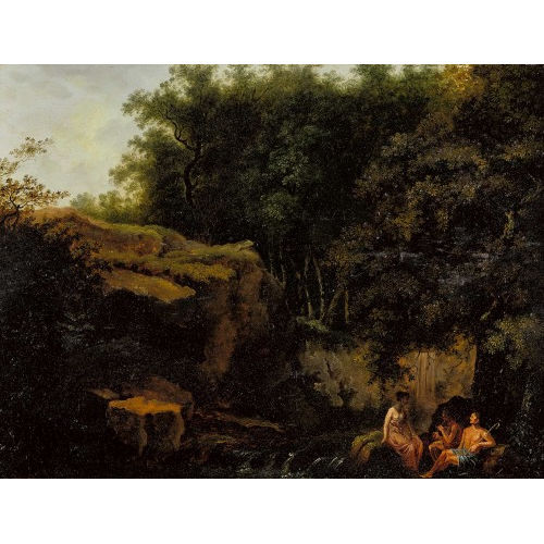 SALOMON GESSNER : Idyllische Flusslandschaft mit drei Figuren (DOBIASCHOFSKY AUKTIONEN AG)