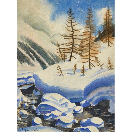EMIL AUFDENBLATTEN : Winterliche Bachlandschaft (DOBIASCHOFSKY AUKTIONEN AG)