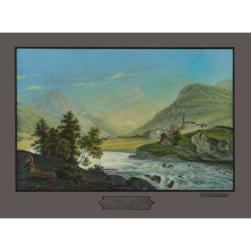 JOHANN LUDWIG BLEULER : 'Le village de Spl�gen vers le glacier du Rhinwald' (DOBIASCHOFSKY AUKTIONEN AG)