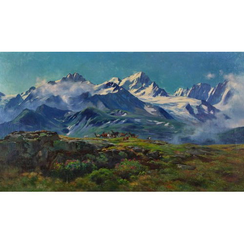 FRITZ-�DOUARD HUGUENIN-LASSAUGUETTE : Blick auf das Mont-Blanc-Massiv (DOBIASCHOFSKY AUKTIONEN AG)