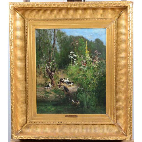 ALEXANDRE DEFAUX : Enten am Ufer (DOBIASCHOFSKY AUKTIONEN AG)