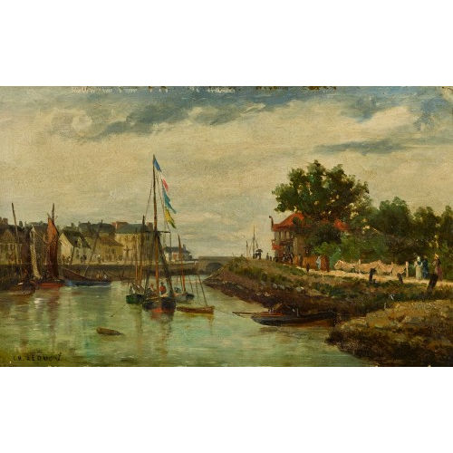 CHARLES LEDUC : Kanalpartie mit Booten (DOBIASCHOFSKY AUKTIONEN AG)