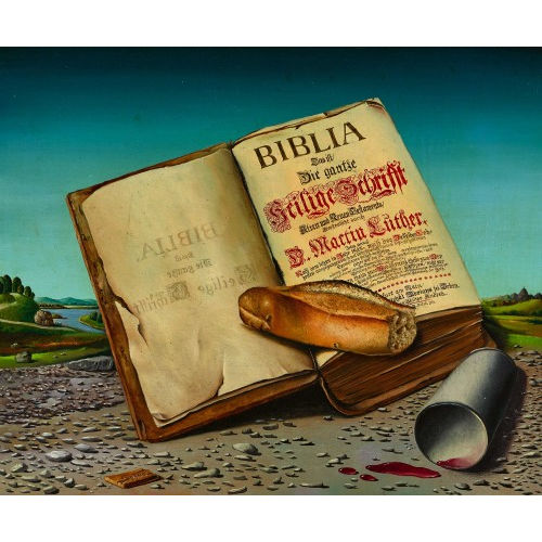 GEORGES SPIRO : Stillleben mit Heiliger Schrift, Brot und Weinbecher (DOBIASCHOFSKY AUKTIONEN AG)