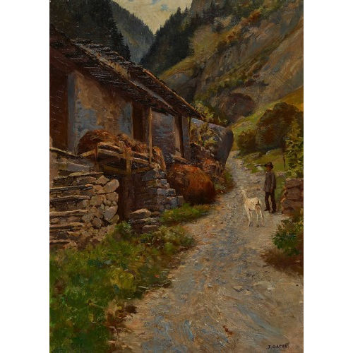 JULES GACHET : 'Les Cases, Valais' (DOBIASCHOFSKY AUKTIONEN AG)