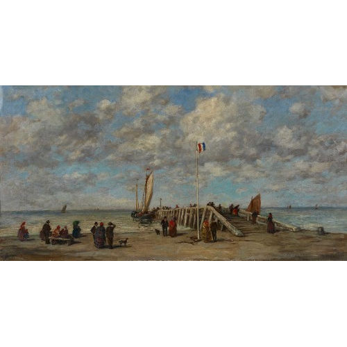 EUGNE-LOUIS BOUDIN : La plage de Honfleur (DOBIASCHOFSKY AUKTIONEN AG)