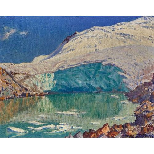 WALDEMAR THEOPHIL FINK : 'Gletschersee am oberen Findelengletscher' (DOBIASCHOFSKY AUKTIONEN AG)
