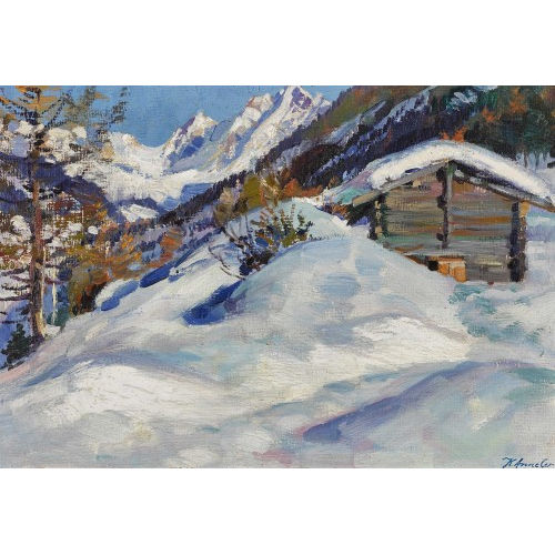 KARL ANNELER : Sonniger Wintertag im Gebirge (DOBIASCHOFSKY AUKTIONEN AG)